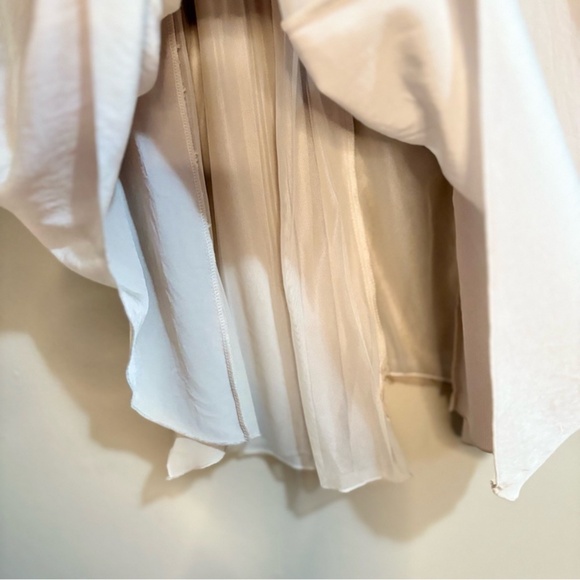 Monocromatic Cream Asymmetrical Flowy Skirt with Ruffles - Picture 14 of 15